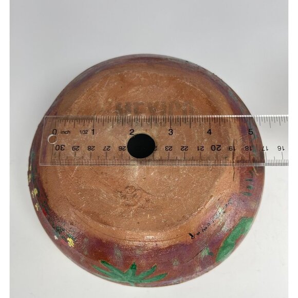 VTG Handmade Art Pottery Planter Terracotta Hand Painted SIGNED Made in Mexico - Picture 10 of 11